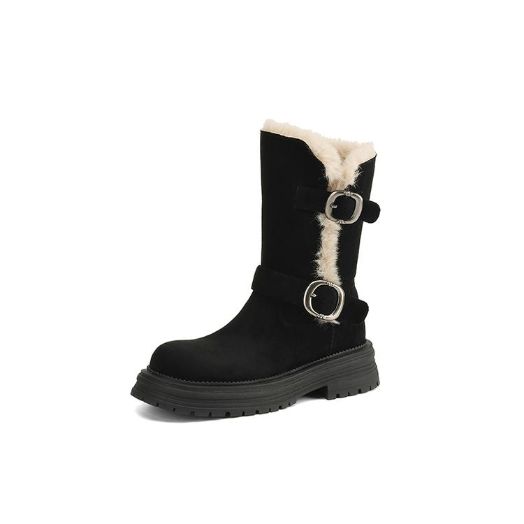 Padded Thick Sole Martin Boots - Black