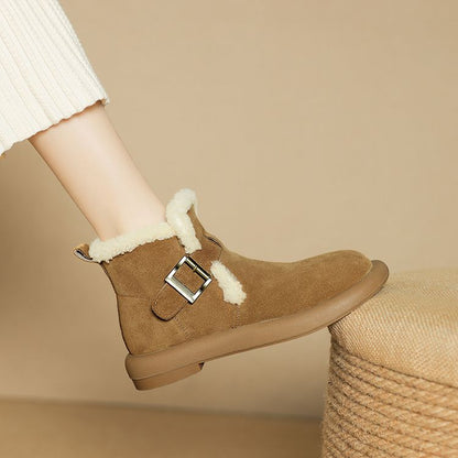 Padded Lamb's Wool Cotton Boots - Brown