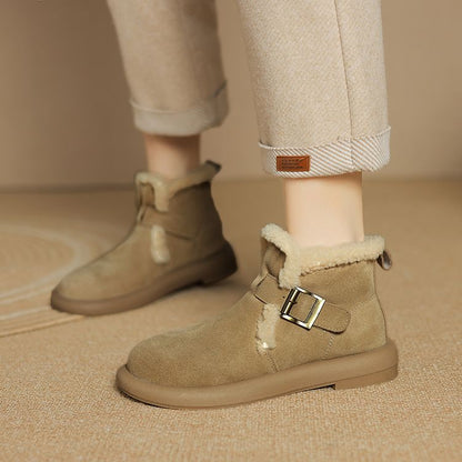 Padded Lamb's Wool Cotton Boots - Khaki