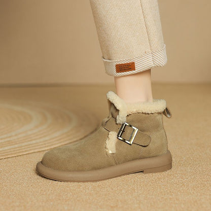 Padded Lamb's Wool Cotton Boots - Khaki