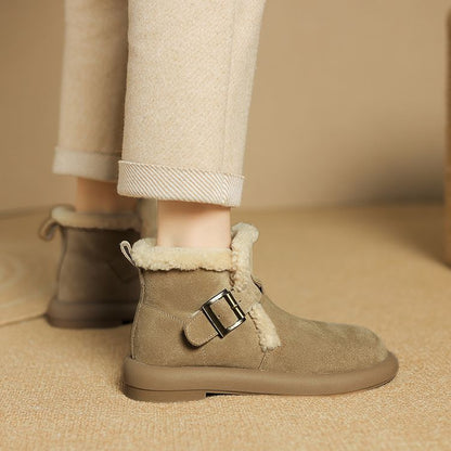 Padded Lamb's Wool Cotton Boots - Khaki