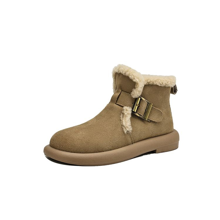 Padded Lamb's Wool Cotton Boots - Khaki