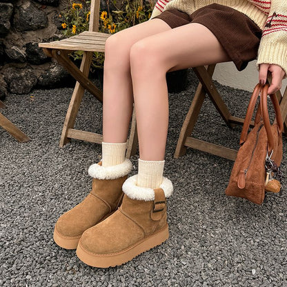 Thick-Soled Snow Boots - Brown