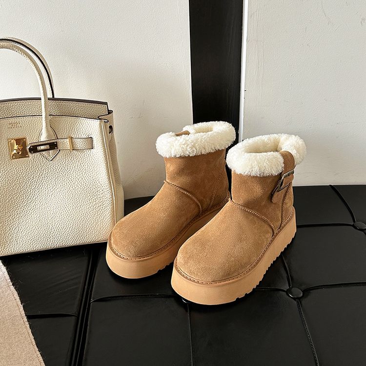 Thick-Soled Snow Boots - Brown