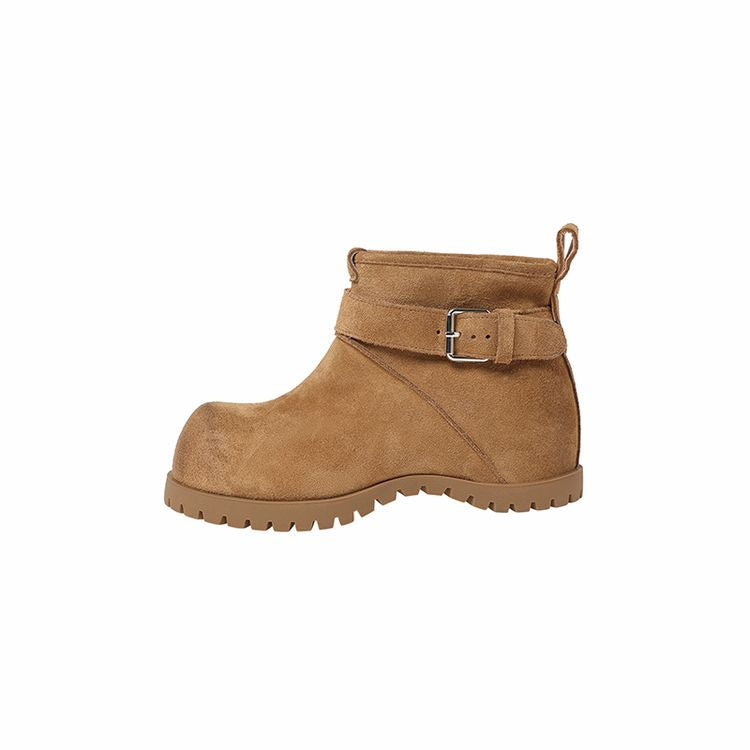 Belt Buckle Snow Boots - Brown