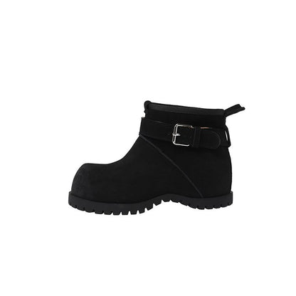 Belt Buckle Snow Boots - Black