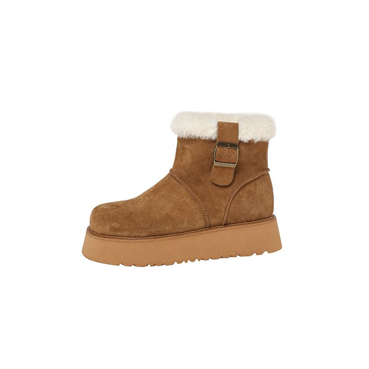 Thick-Soled Snow Boots - Brown