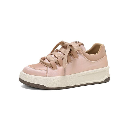 Stylische Satin-Sneakers zum Schnüren - Champagner-Pink