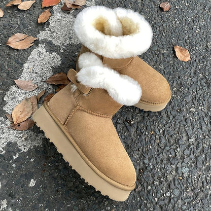 Schneestiefel mit Gürtelschnalle - Schwarz