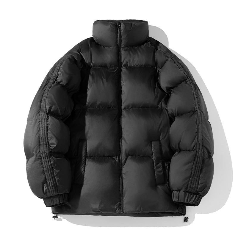 Puffer Jacket with Classic Check Lining - Black