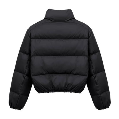 Detachable Sleeve Hooded Puffer Jacket - Black