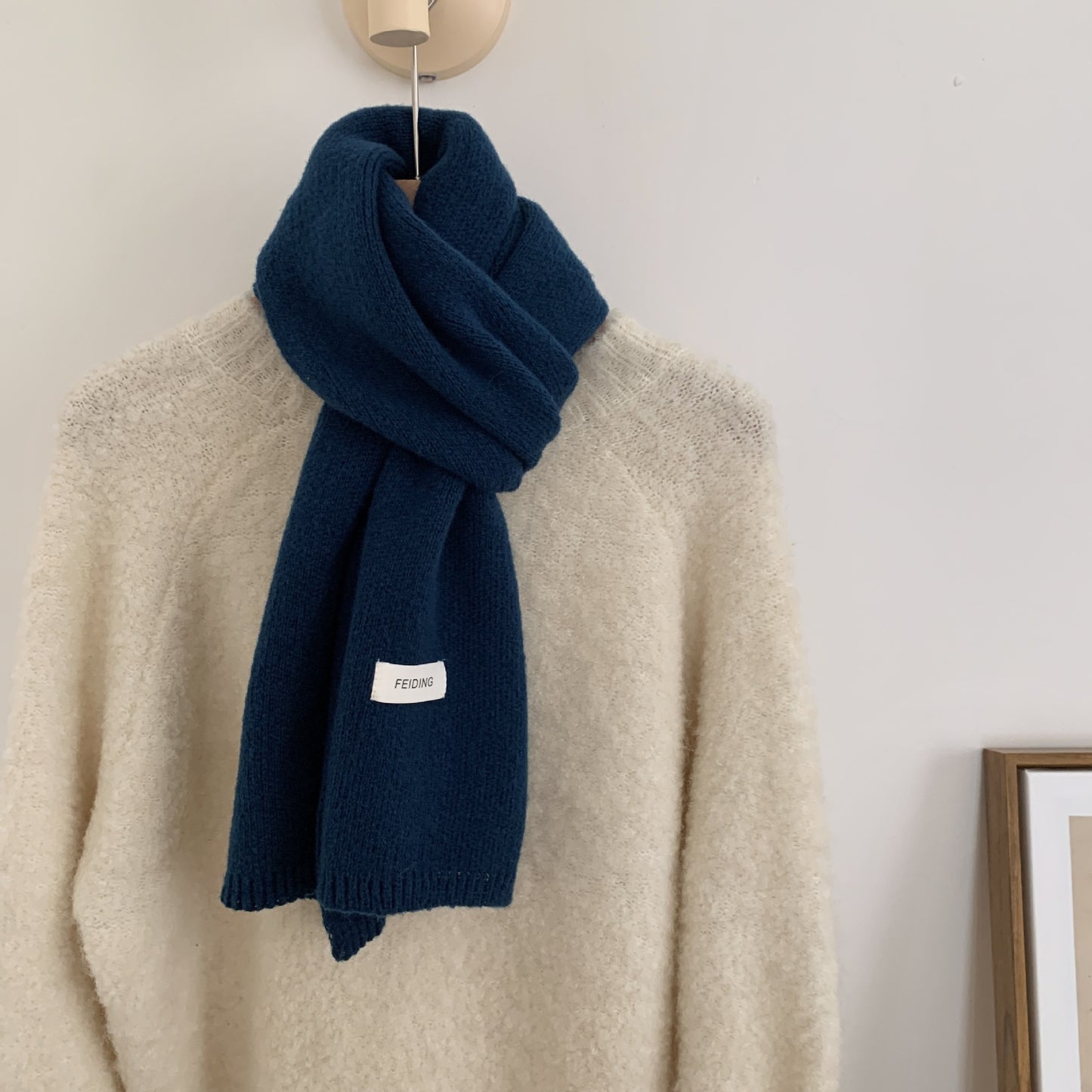 Knitted Woolen Scarf - Blue