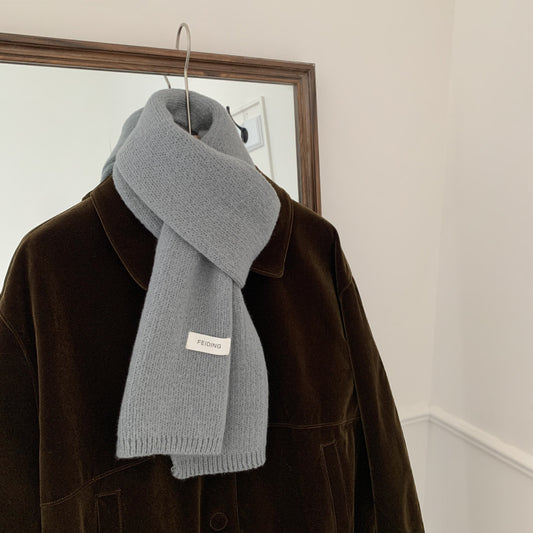 Knitted Woolen Scarf - Gray