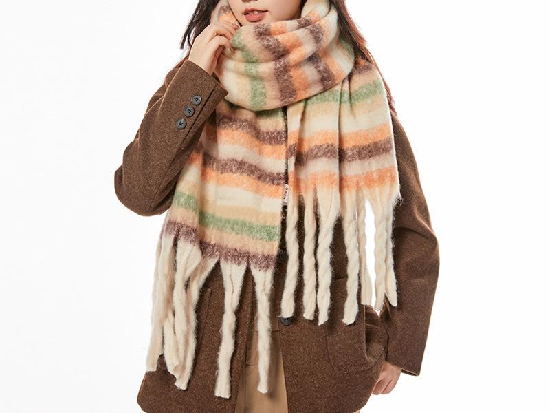 Warm Striped Scarf - Orange